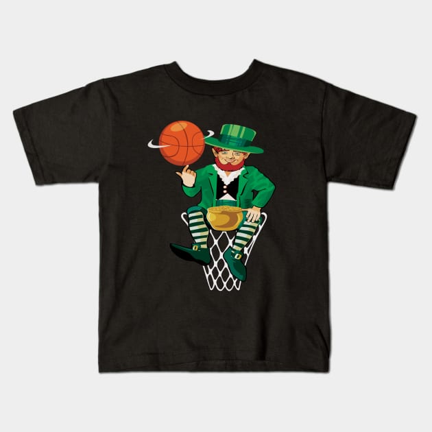 basketball st patricks day gift for boys Kids T-Shirt by DODG99